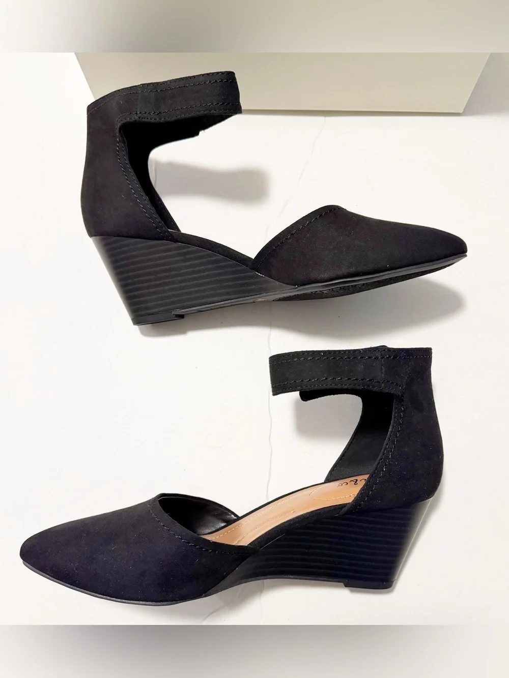 NIB Style & Co. YARAHF Two-Piece Wedge Pump Black Sandals
